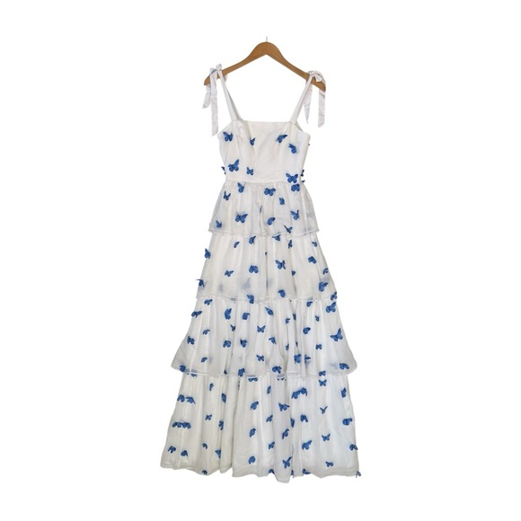 Dress The Population Monica Sleeveless Tiered Dress Silk White XXS Fairy Luxury - Picture 12 of 13